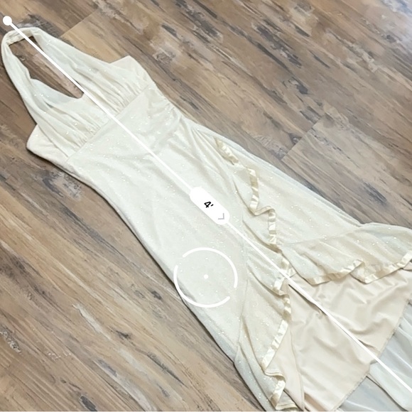 Y2K Taboo Asymmetrical Dress in Cream with Ruffle Detail - Picture 8 of 9